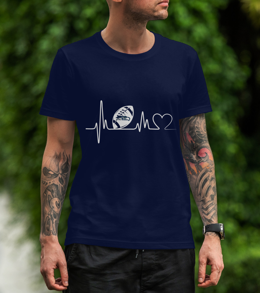 Seattle Seahawks Heartbeat Football T-Shirt