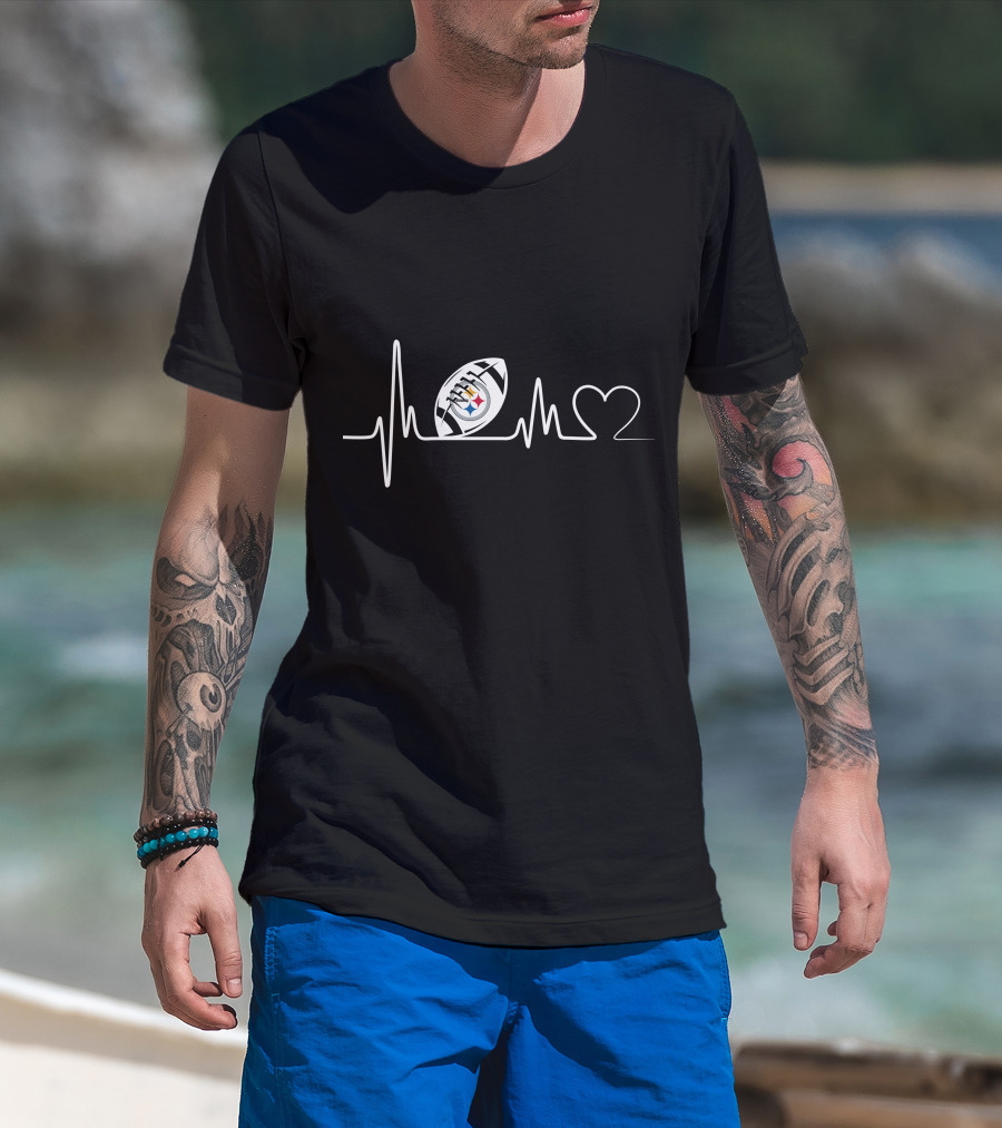 Pittsburgh Steelers Heartbeat Football Logo Passion T-Shirt