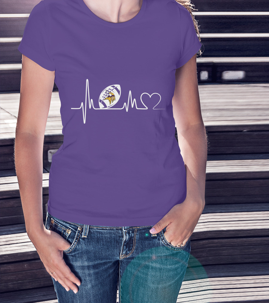 Minnesota Vikings Heartbeat Football And Love T-Shirt
