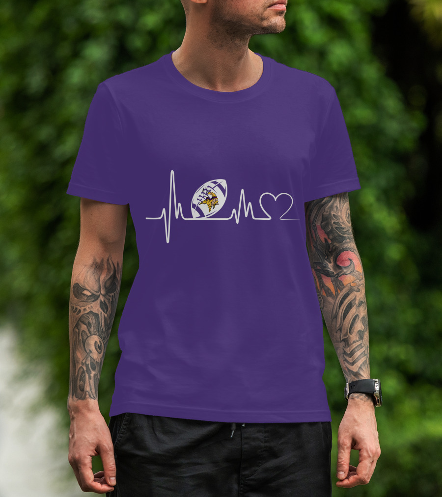 Minnesota Vikings Heartbeat Football And Love T-Shirt