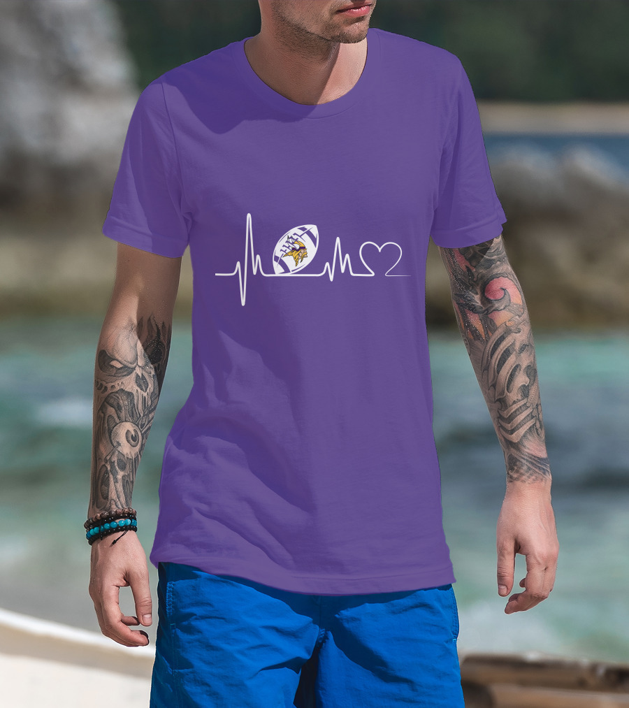 Minnesota Vikings Heartbeat Football And Love T-Shirt