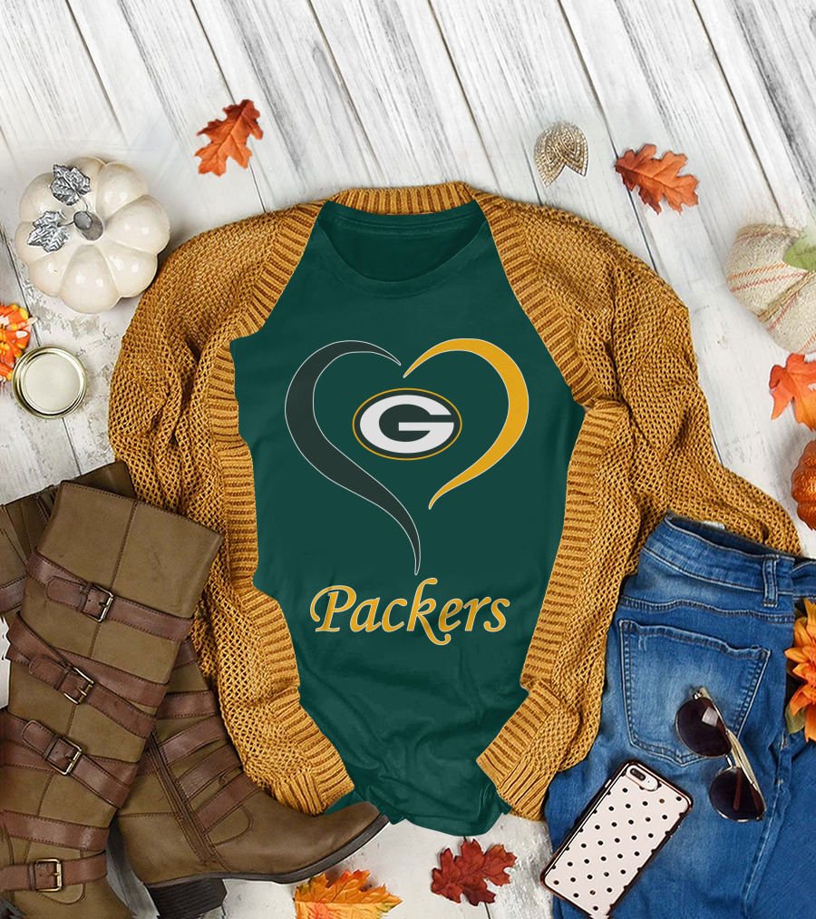 Green Bay Packers Heart Symbol Packers T-Shirt