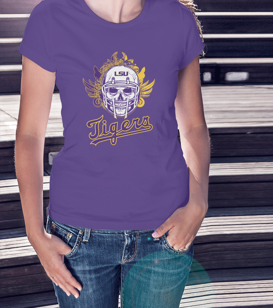 LSU Tigers Skull Helmet With Wings T-Shirt