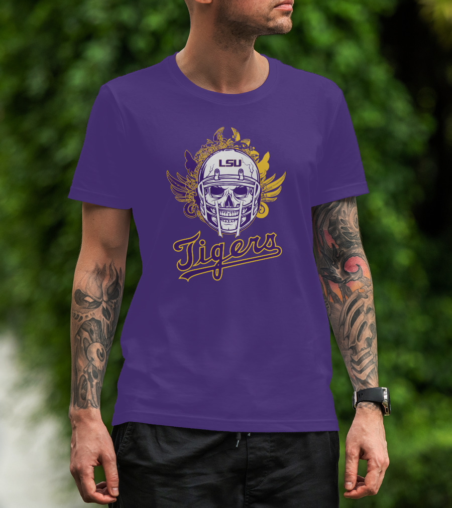LSU Tigers Skull Helmet With Wings T-Shirt