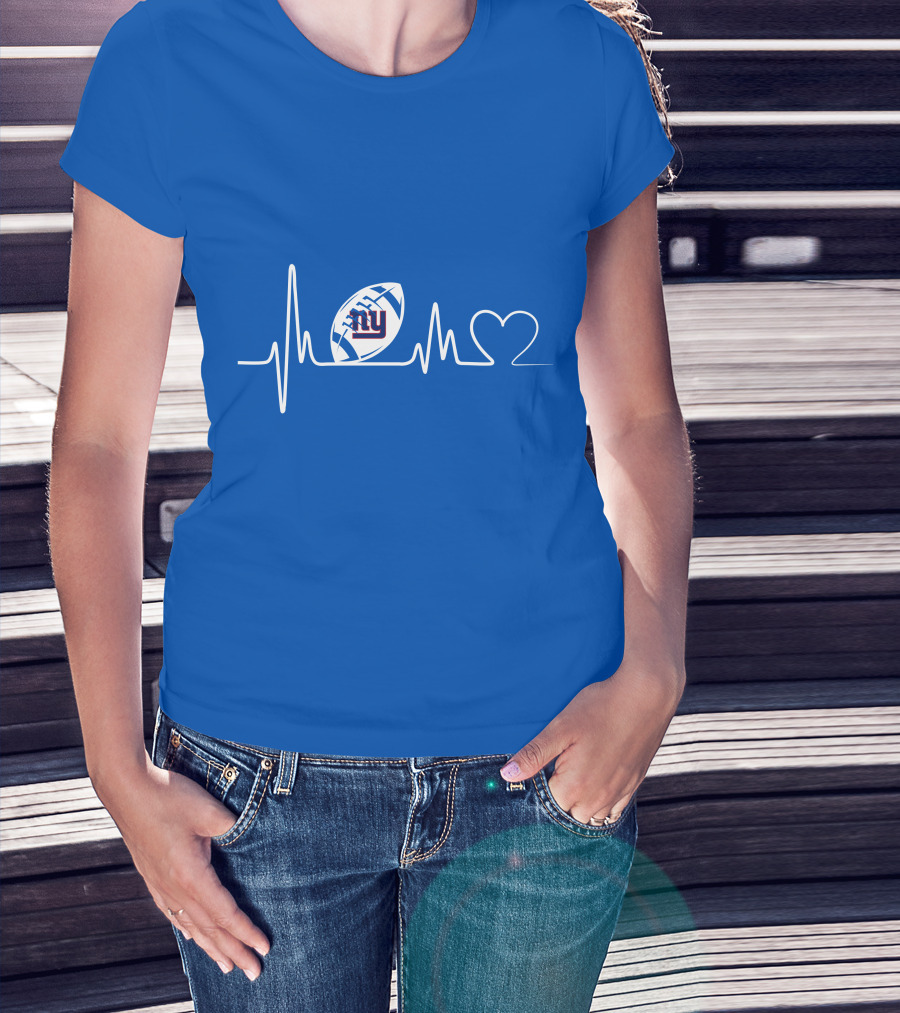 New York Giants Heartbeat Football T-Shirt