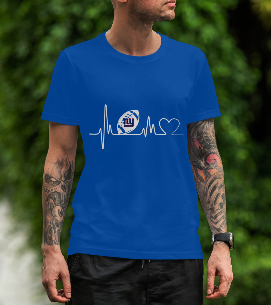 New York Giants Heartbeat Football T-Shirt