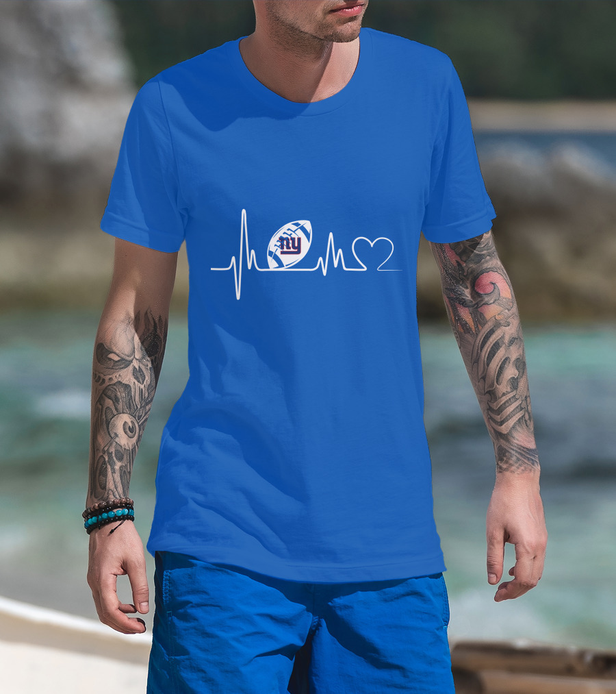 New York Giants Heartbeat Football T-Shirt