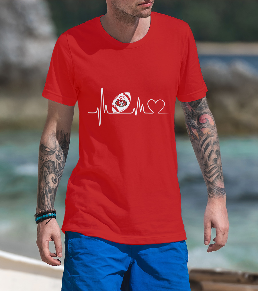 San Francisco 49ers Heartbeat Football Icon T-Shirt