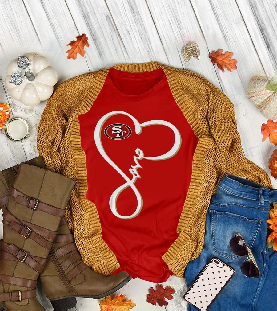 Love San Francisco 49ers Heart SF T-Shirt