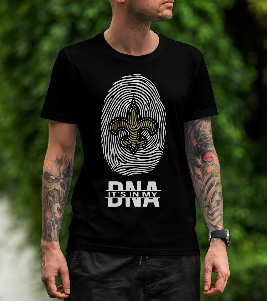 New Orleans Saints It's In My Dna Fingerprint Fleur-De-Lis T-Shirt