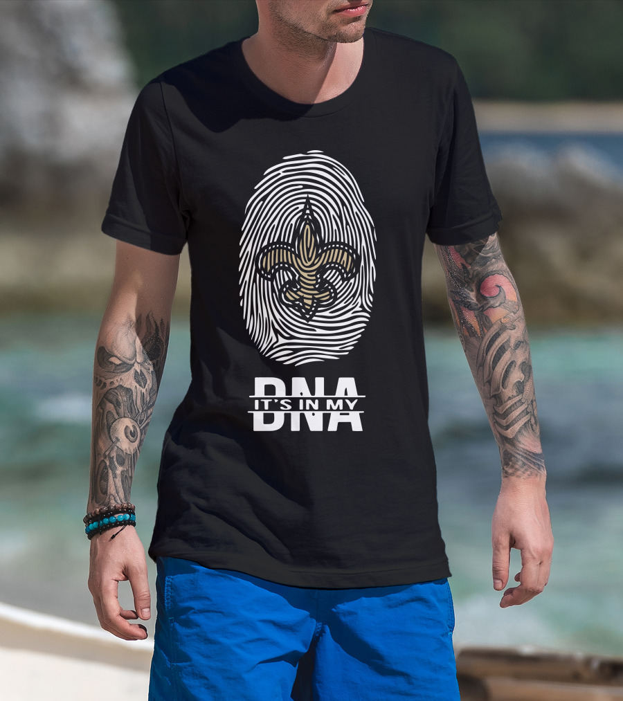 New Orleans Saints It's In My Dna Fingerprint Fleur-De-Lis T-Shirt