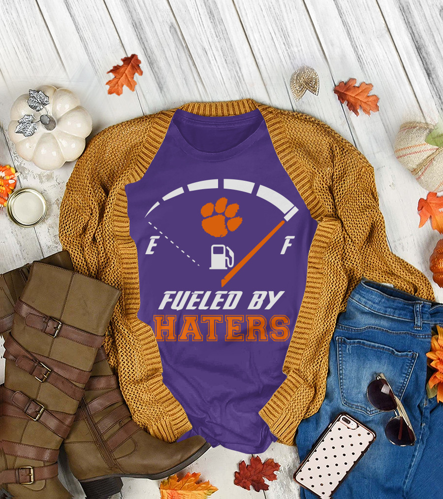 Clemson Tigers Fueled by Haters Gas Gauge Paw T-Shirt