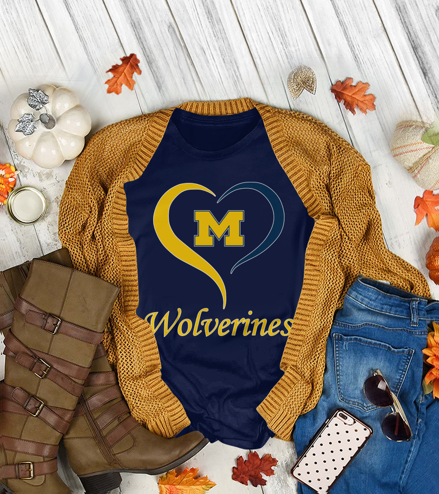 Michigan Wolverines Heart M T-Shirt