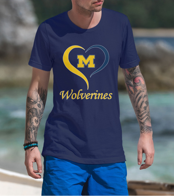 Michigan Wolverines Heart M T-Shirt