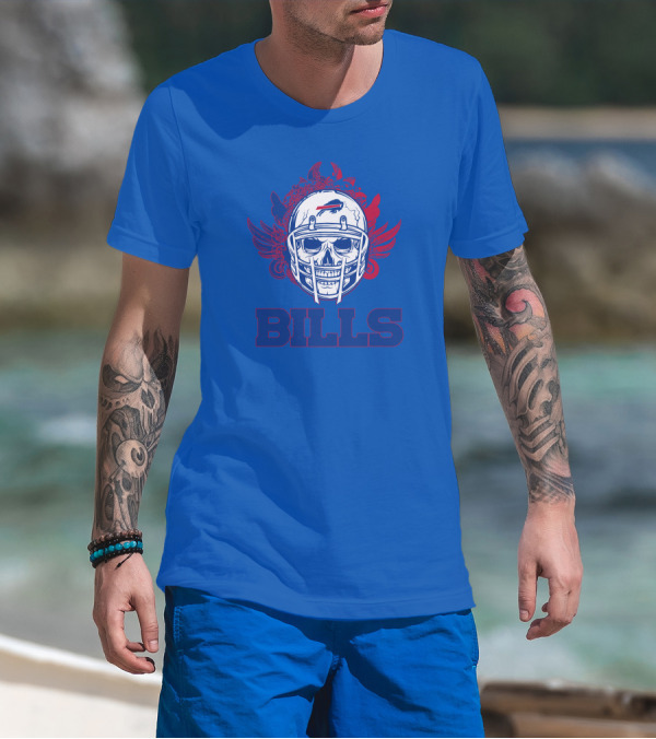 Buffalo Bills Skull Helmet Wings T-Shirt
