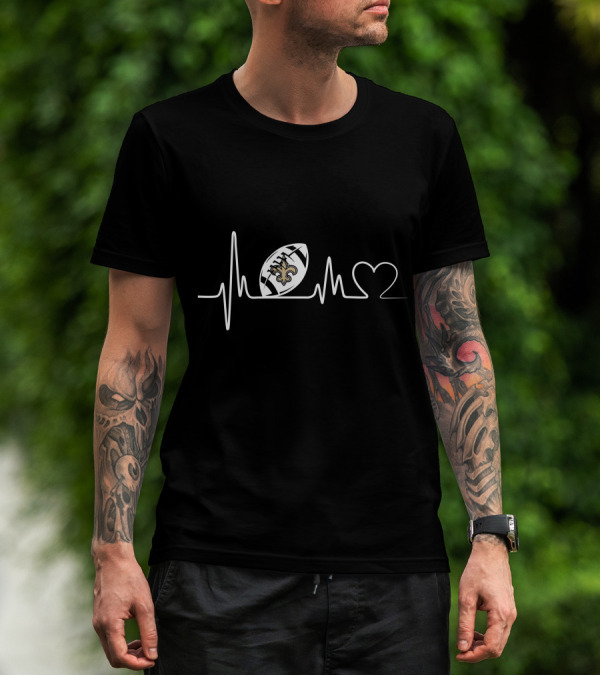 New Orleans Saints Heartbeat Football Fleur-de-Lis T-Shirt