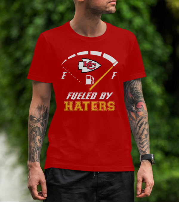 Kansas City Chiefs KC Logo Fueled By Haters Fuel Gauge T-Shirt