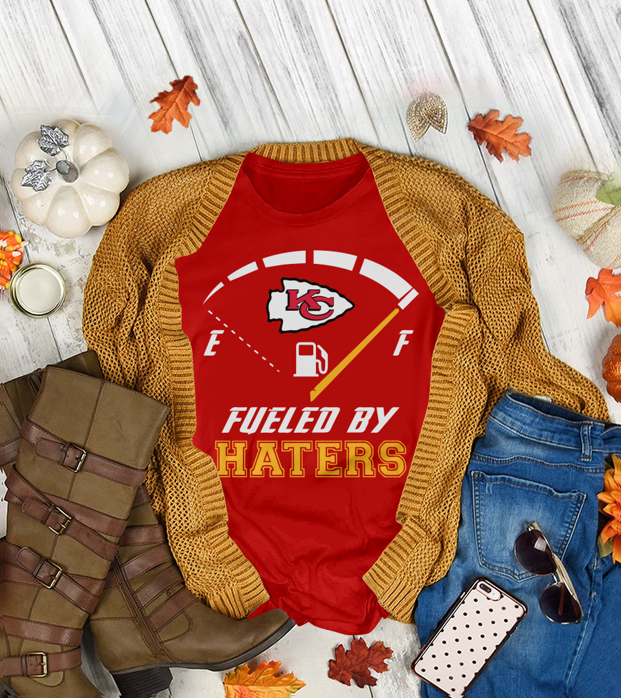 Kansas City Chiefs KC Logo Fueled By Haters Fuel Gauge T-Shirt
