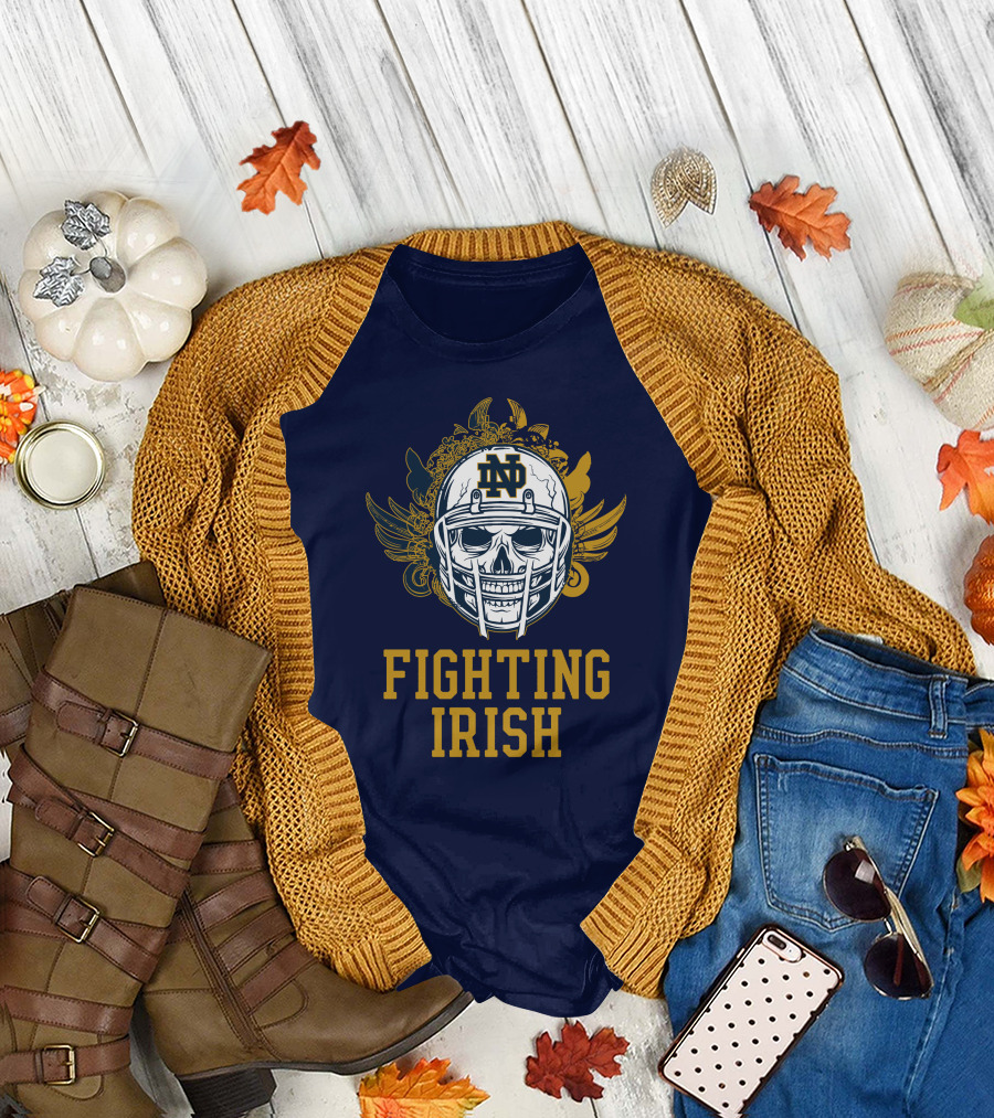 Notre Dame Fighting Irish Skull Helmet Emblem T-Shirt
