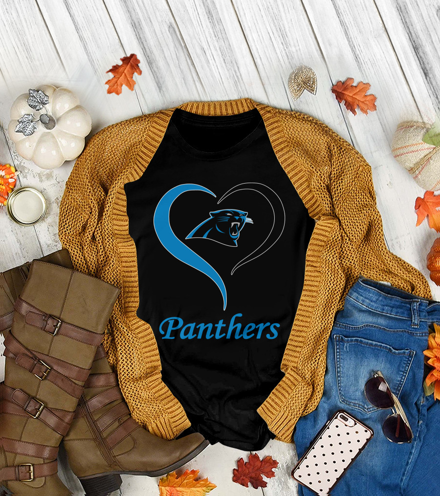 Panthers Logo Heart Symbol Carolina Panthers T-Shirt