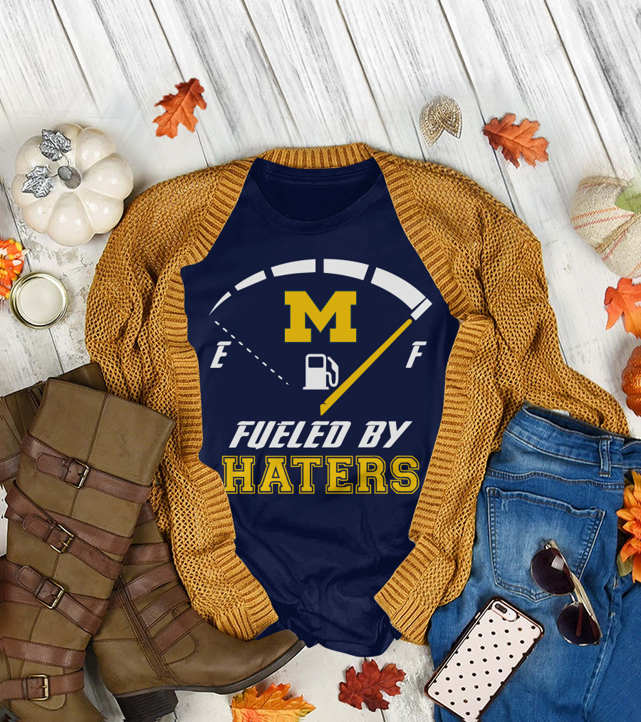 Michigan Wolverines M Fueled By Haters Fuel Gauge T-Shirt