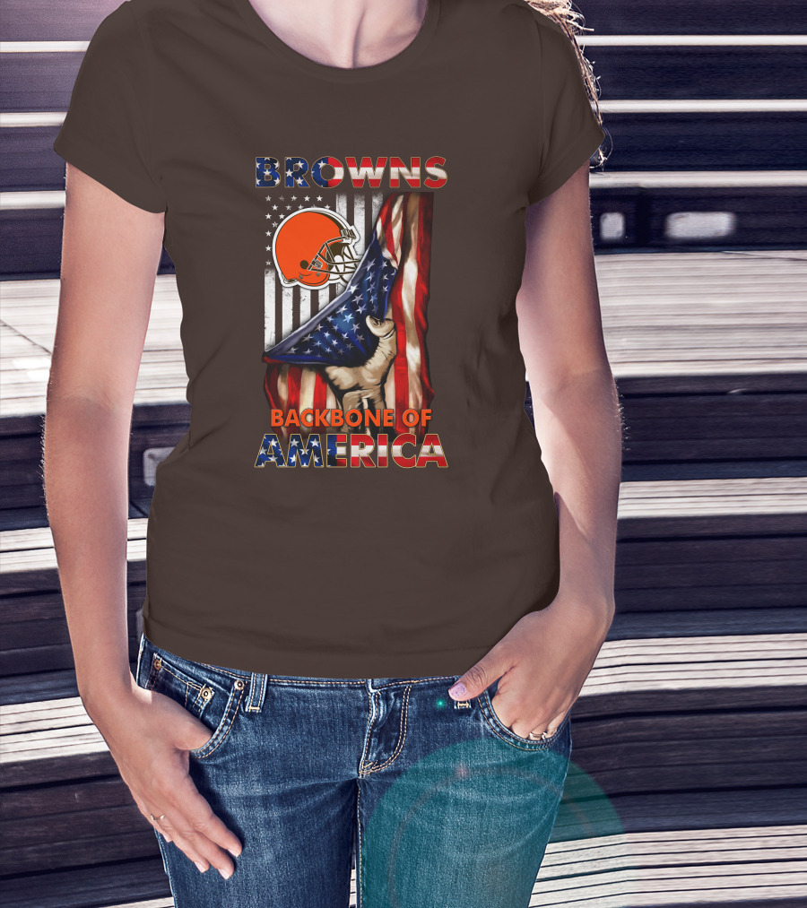 Browns Backbone Of America Cleveland Browns American Flag T-Shirt