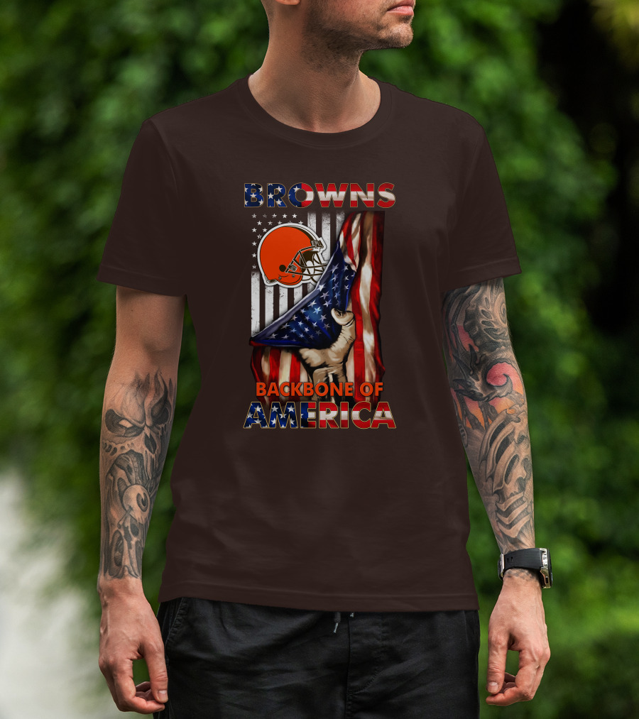 Browns Backbone Of America Cleveland Browns American Flag T-Shirt