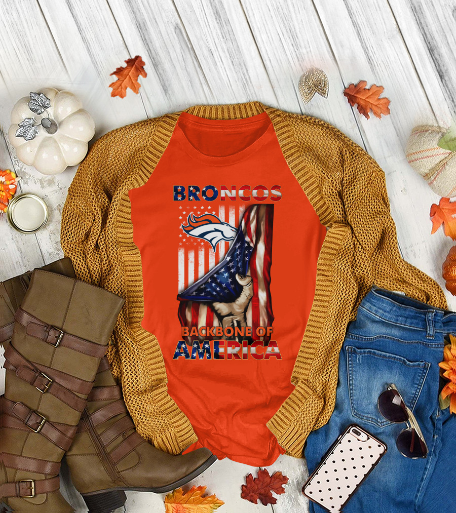 Broncos Backbone Of America Flag T-Shirt
