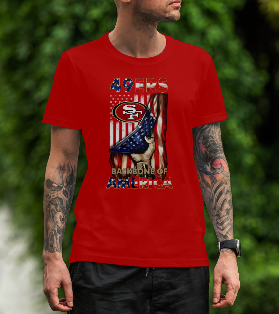 49ers Sf American Flag Backbone Of America T-Shirt