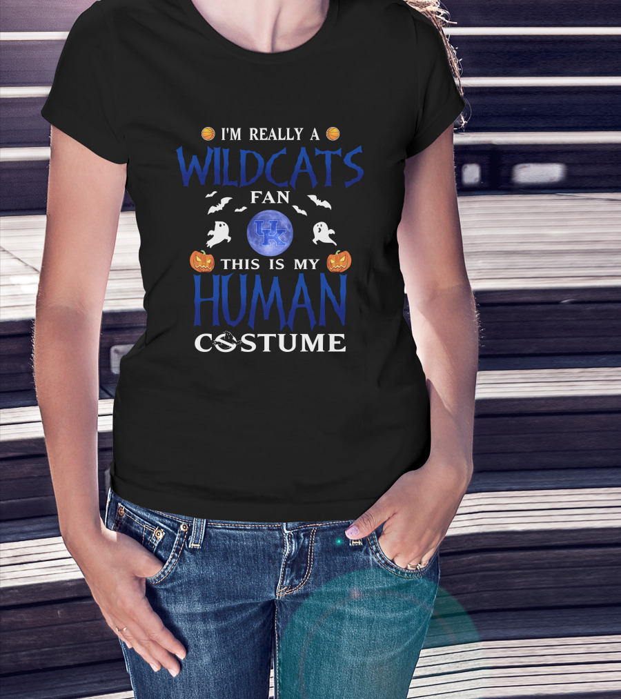 I'm Really A Kentucky Wildcats Fan This Is My Human Costume Halloween T-Shirt