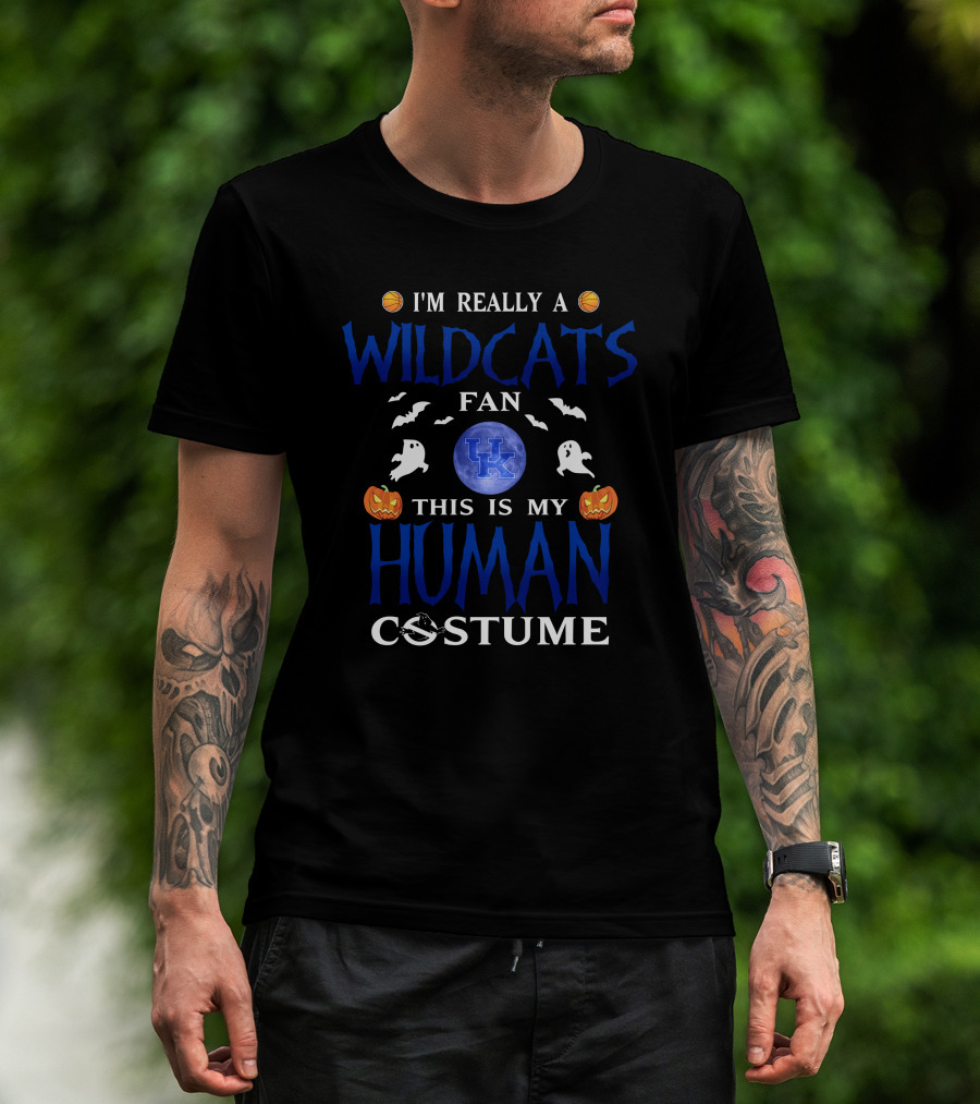 I'm Really A Kentucky Wildcats Fan This Is My Human Costume Halloween T-Shirt