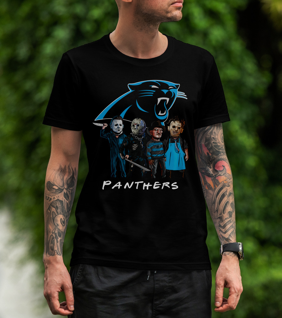 Carolina Panthers Halloween Featuring Iconic Slasher Squad Team T-Shirt