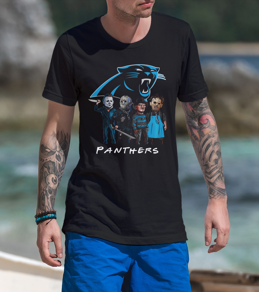Carolina Panthers Halloween Featuring Iconic Slasher Squad Team T-Shirt