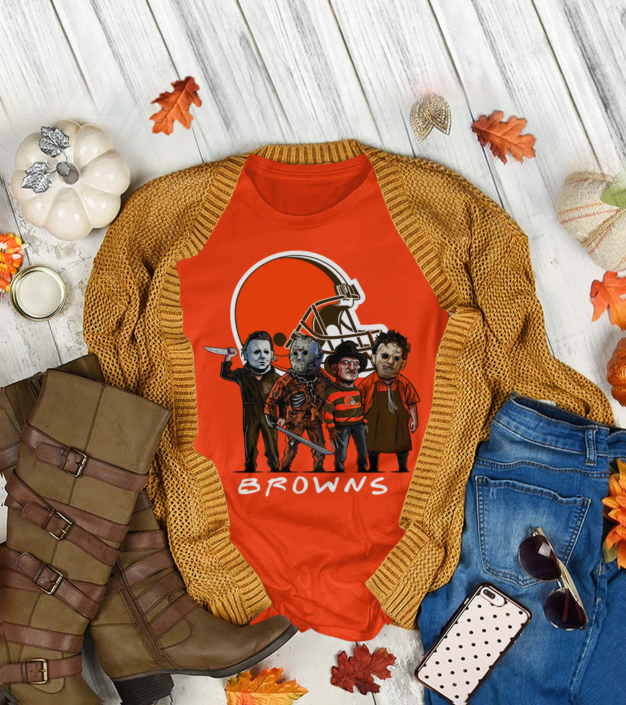 Cleveland Browns Halloween The Slasher Squad Browns T-Shirt