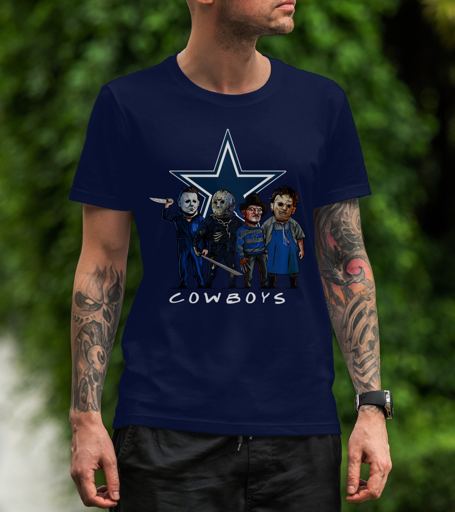 Dallas Cowboys Halloween Slasher Squad Iconic Horror Characters T-Shirt