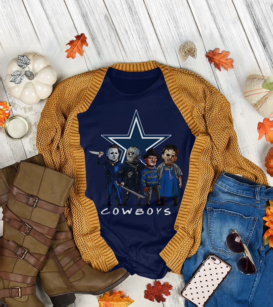 Dallas Cowboys Halloween Slasher Squad Iconic Horror Characters T-Shirt