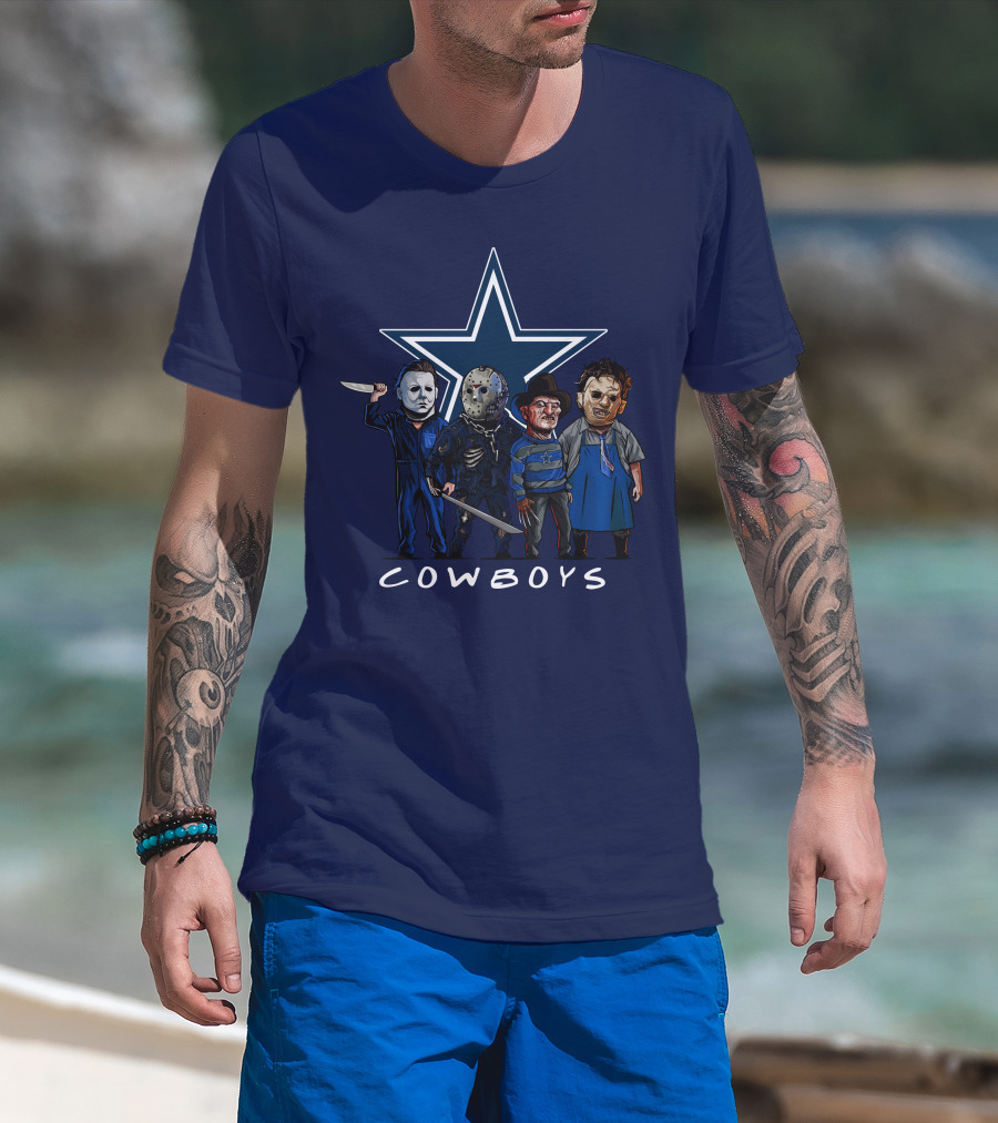 Dallas Cowboys Halloween Slasher Squad Iconic Horror Characters T-Shirt