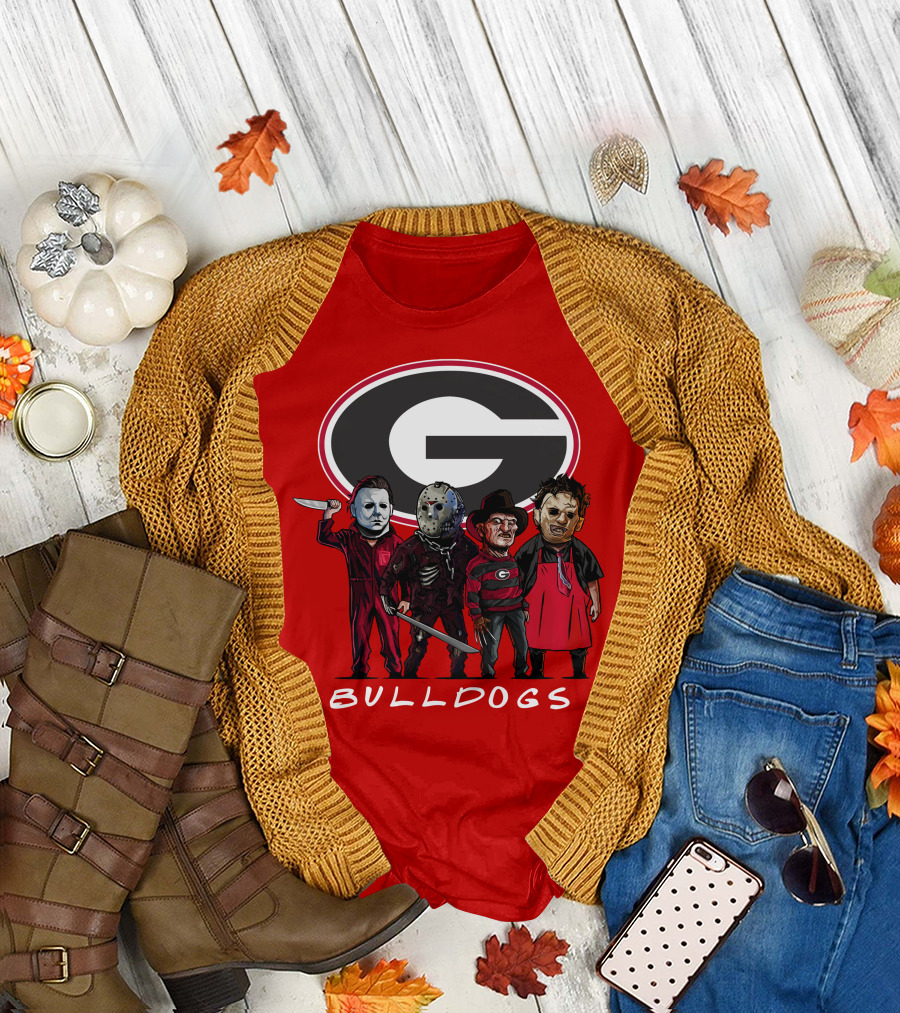 Georgia Bulldogs Halloween Slasher Movie Characters Team T-Shirt