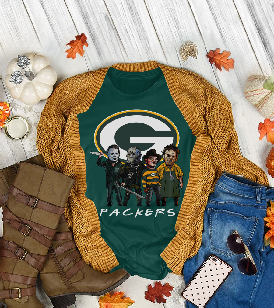 Green Bay Packers Halloween Horror Characters Squad T-Shirt