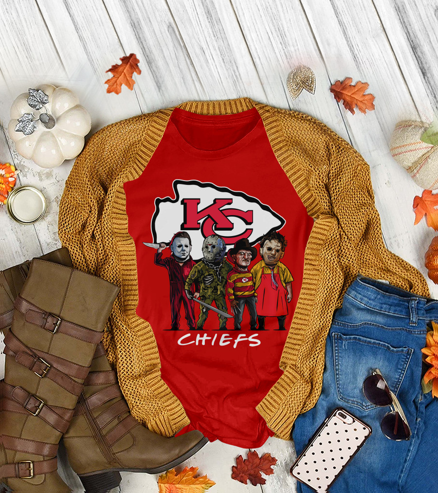 Kansas City Chiefs Halloween Slasher Squad Horror Team T-Shirt