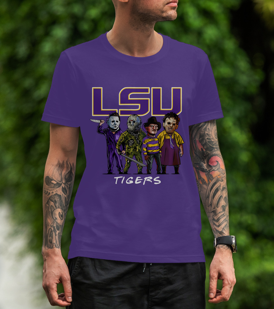 LSU Tigers Halloween The Slasher Squad Teams Horror Characters T-Shirt