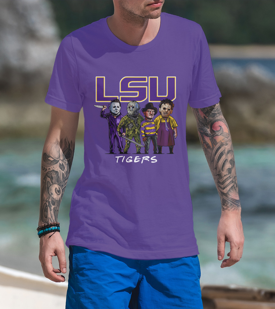 LSU Tigers Halloween The Slasher Squad Teams Horror Characters T-Shirt