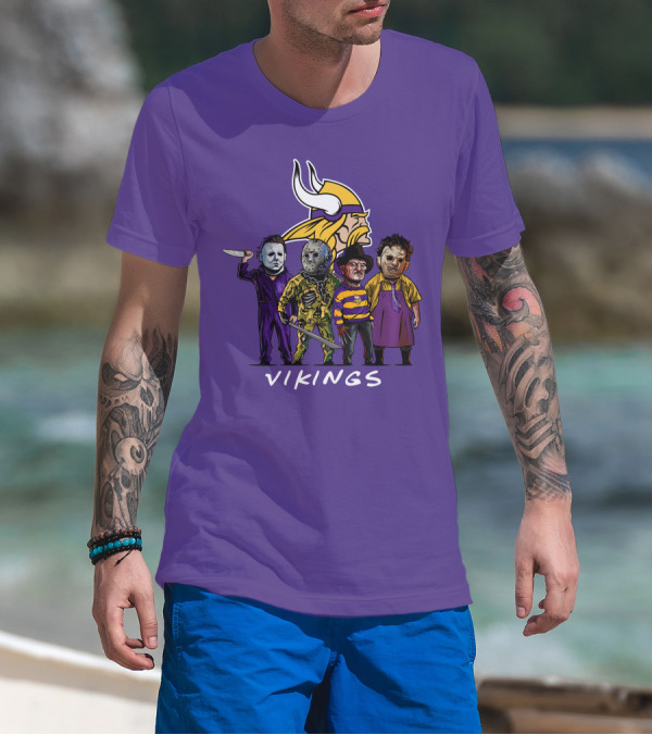 Minnesota Vikings Halloween Horror Icons Team Squad T-Shirt