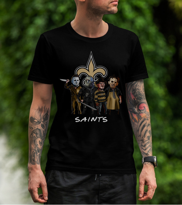 New Orleans Saints Halloween Slasher Squad Character Mashup T-Shirt