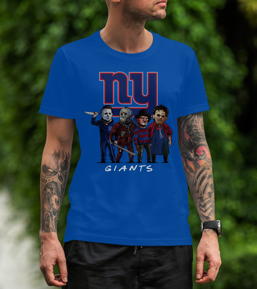 New York Giants Halloween Slasher Squad With Iconic Horror Characters T-Shirt