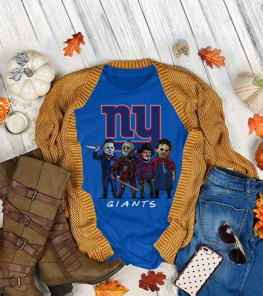 New York Giants Halloween Slasher Squad With Iconic Horror Characters T-Shirt