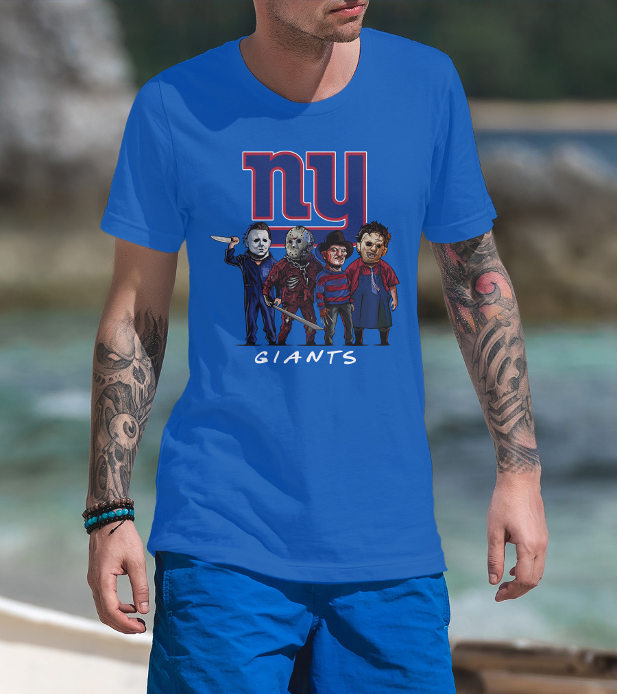 New York Giants Halloween Slasher Squad With Iconic Horror Characters T-Shirt