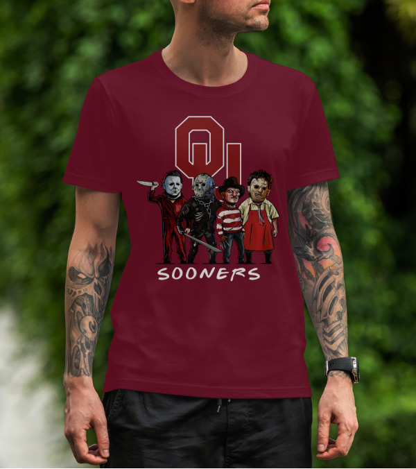 Oklahoma Sooners Halloween Slasher Squad Horror Icons T-Shirt