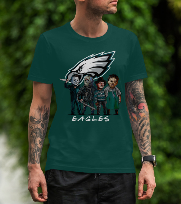 Philadelphia Eagles Halloween The Slasher Squad Horror Team Characters T-Shirt