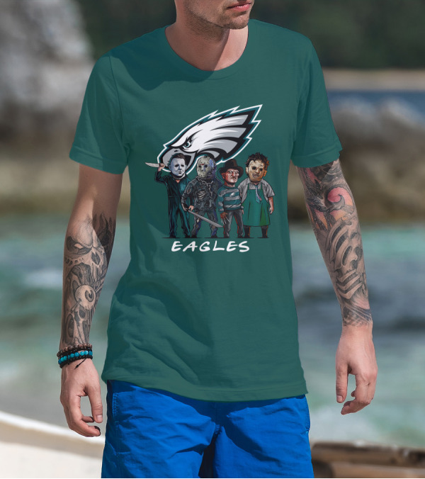 Philadelphia Eagles Halloween The Slasher Squad Horror Team Characters T-Shirt